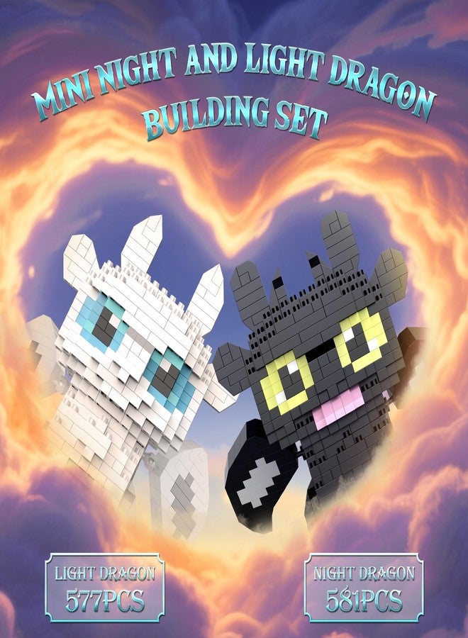 IBLOTIME Micro Dragon Building Set, 1158 PCS Fantasy Black and White Dragons, Creative Micro Bricks Kit with Movable Wings, Birthday - Image 4